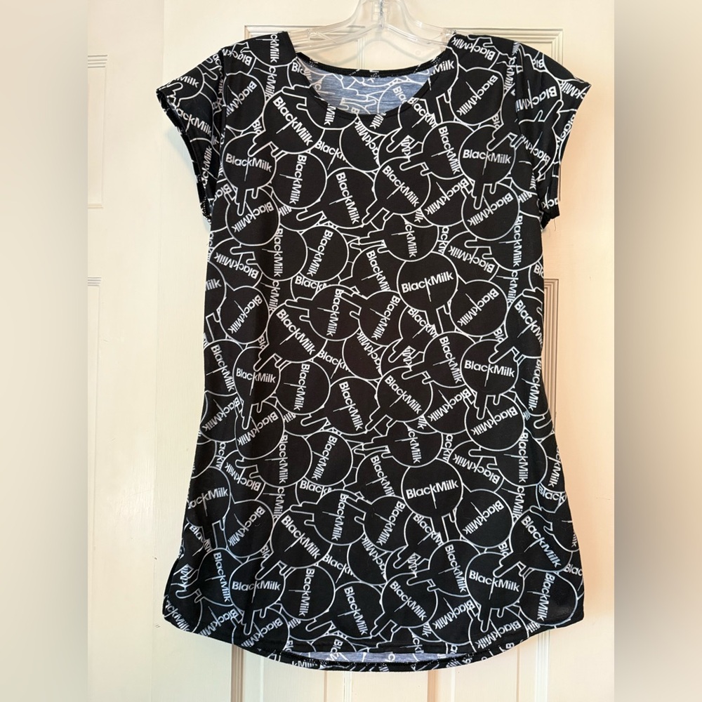 Blackmilk Black and White Logo Print Short Sleeve Tee